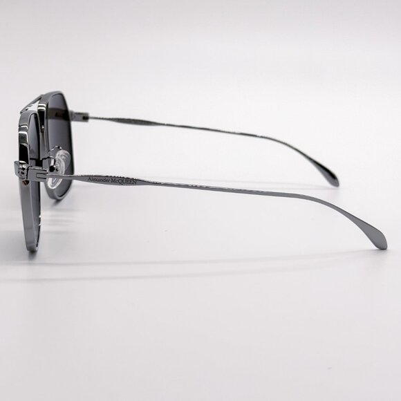 NEW ALEXANDER MCQUEEN AM0372S 001 PILOT SILVER SUNGLASSES ALEXANDER MCQUEEN - Picture 7 of 10